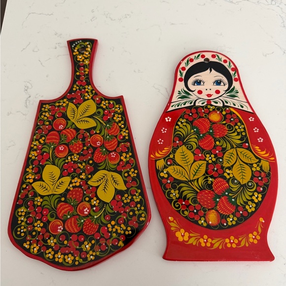 unsure Other - Russian Matryoshka and Floral Cutting Boards handmade from Russian vintage